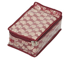 Kuber Industries Brocade Jewellery Kit, Maroon (KI032076)