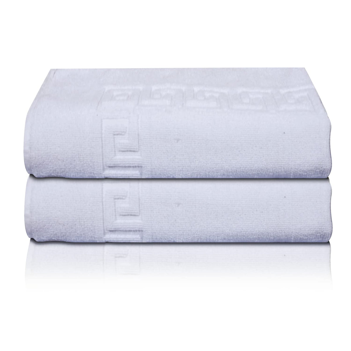 Kuber Industries Greek Design Super Absorbent Cotton 400 GSM Hand Towel|Face Towel|Bath Nets for Men,Women,Kids,30x20 Inches, Pack of 2 (White)