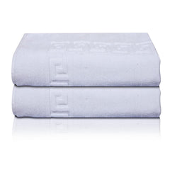 Kuber Industries Greek Design Super Absorbent Cotton 400 GSM Hand Towel|Face Towel|Bath Nets for Men,Women,Kids,30x20 Inches, Pack of 2 (White)