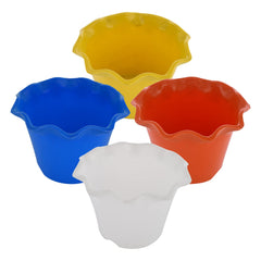 Kuber Industries Blossom Flower Pot|Durable Plastic Flower Pot|Gamla with Drain Holes for Home Décor|Balcony|Garden|8 Inch|Pack of 4 (Multicolor)