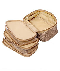 Kuber Industries Jute Make Up, Jewellery Kit Bag (Jute Design), Golden