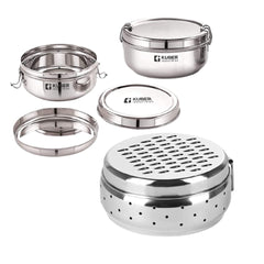 Kuber Industries Stainless Steel Grater with Storage & Set of 2 Lunch Boxes(250ML & 400ML) |Stainless Steel, Multifunctional Use & Refrigerator Safe