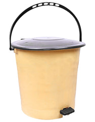 Kuber Industries Plastic Pedal Dustbin/Wastebin With Handle, 5 Liter (Yellow & Black)-47KM0907