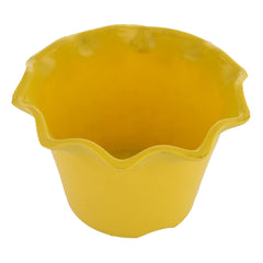 Kuber Industries Blossom Flower Pot|Durable Plastic Flower Pot|Gamla with Drain Holes for Home Décor|Balcony|Garden|8 Inch (Yellow)
