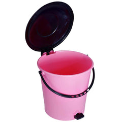 Kuber Industries Pedal Dustbin|Plastic Pedal Dustbin|Kitchen Waste Paper Bin|Dustbin For Bedroom|5 Liter Dustbin (Pink)