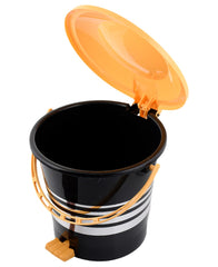 Kuber Industries Plastic Pedal Dustbin/Wastebin With Handle, 10 Liter- Pack of 2 (Black & Yellow)-47KM01007