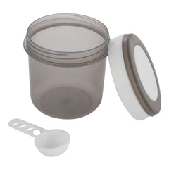 Heart Home Containers Set for Kitchen|BPA-Free Plastic 350 ML Storage Containers Set with Spoon for Kitchen Set of 3 (Gray)