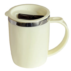 Kuber Industries Insulated BPA Free Plastic Coffee Mug with Lid, Pack of 2 (Cream & Coffee)
