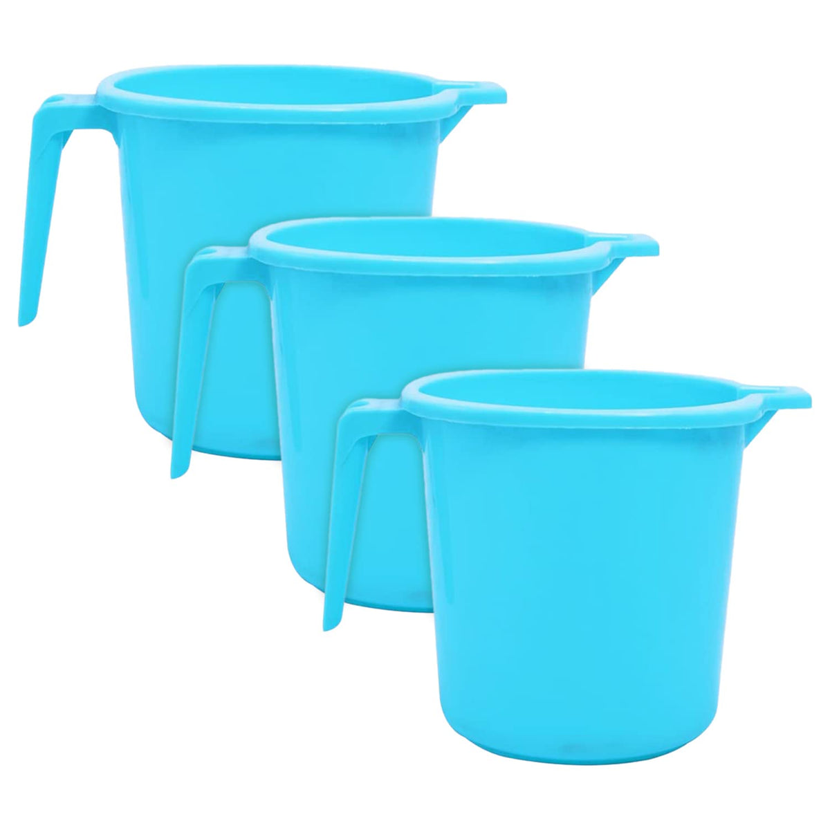 Heart Home Small Plastic Bathroom Mug, 1 Litre- Pack of 3 (Blue)-50HH0791
