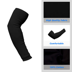 Kuber Industries Full Arm Sleeves | Cotton Summer Arm Sleeves | Protection From Sun Burns | Dust | Arm Sleeves For Women | Arm Sleeves For Men | 1 Pair | Black