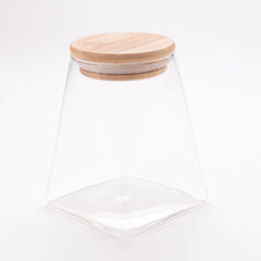 Urbane Home Glass Jar | Multi-Utility Kitchen Organizer | Airtight Bamboo Lid | Food Storage Container | Cookies Storage Jar | 950 ML | LP018 | Transparent