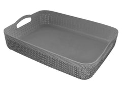 Heart Home Q-4 Designer Plastic Storage Basket For Store Fruits, Vegetables, Magazines, Cosmetics, Stationary Pack of 4 (Grey & Blue)-50HH01604