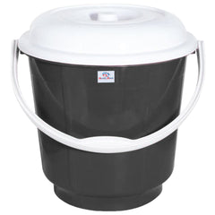 Heart Home Unbreakable Virgin Plastic Bucket with Lid For Home/Kitchen/Office, 18Ltr. (Grey)-47HH01162