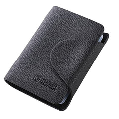 Kuber Industries Wallet for Women/Men | Card Holder for Men & Women | Leather Wallet for ID, Visiting Card, Business Card, ATM Card Holder | Slim Wallet | Butten Closure, Black