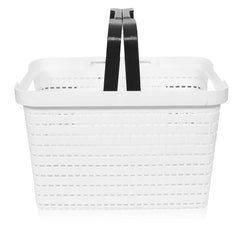 Kuber Industries Basket | Plastic Fruits Storage Basket | Picnic Storage Basket | Kitchen Storage Basket | Stationery Storage Basket | FLORA-333 | Pack of 2 | White & Gray