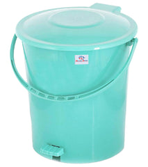Heart Home Plastic Pedal Dustbin, Trashbin, Wastebin For Kitchen, Bathroom, Office Use With Handle, 10 Liter (Sky Blue)-47HH0916