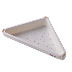 Kuber Industries Corner Shelf for Bathroom|3 Layer Triangle Rack for Storage|Plastic Shelf for Bathroom, Kitchen|Bathroom Shelf Organizer|White