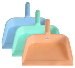 Heart Home Plastic Lightweight 10" Dustpan With Comfort Grip Handle for Easy Sweep Broom, Pack of 3 (Blue & Green & Light Pink)
