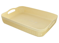 Heart Home Q-4 Designer Plastic Storage Basket For Store Fruits, Vegetables, Magazines, Cosmetics, Stationary Pack of 4 (Blue & White)-50HH01612