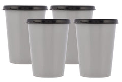 Heart Home Food Grade, Leakproof Plastic Everyday Glass,Tumbler with Lid, 300ml- Set of 4 (Grey)-HS43HEARTH25668