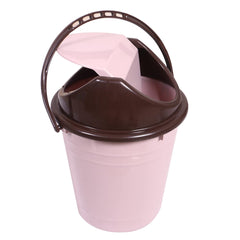 Kuber Industries Plastic Dustbin with Swinging Lid|Portable Garbage Basket & Round Trash Can for Home,Kitchen,Office,College,10 Ltr (Light Pink)