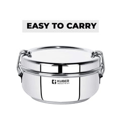Urbane Home Stainless Steel Food Pack Lunch Box with Steel Separator Plate and Locking Clip, 1 Pc-400 ml Capacity