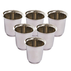 Kuber Stainless Steel Glass Set | Stainless Steel, Wobble Free Base, Durable | Multipurpose, Elegant Design & Mirror Finish | Easy to Clean & Store | Steel Glass Set 6