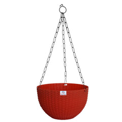 Heat Home Plastic Hanging Flower Pot for Balcony & Railing Set of 3 (Blue) (Red, Pack of 6)