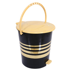 Kuber Industries Pedal Dustbin|Plastic Pedal Dustbin|Kitchen Waste Paper Bin|Dustbin For Bedroom|Cream Lid 10 Liter Dustbin (Black)