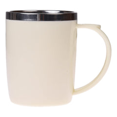 Kuber Industries Insulated Coffee Mug|Stainless Steel Double Wall Tea|Tumbler Cup|Milk Mug with Sliding Lid for Kids & Adults|400 ML|Pack of 2 (Cream & Grey)