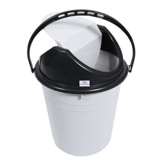 Heart Home Plastic Dustbin with Swinging Lid|Portable Garbage Basket & Round Trash Can for Home,Kitchen,Office,College,10 Ltr (Gray)