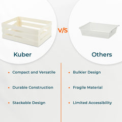 Kuber Industries Multipurpose Portable Large Storage Basket|Box For Storage Without Lid (Beige)