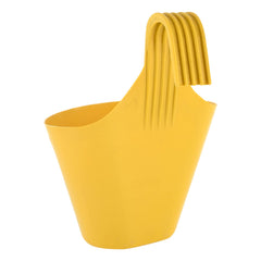 Kuber Industries Hanging Flower Pot|Single Hook Plant Container|Durable Plastic Glossy Finish Pots for Home|Balcony|Garden|9 Inch|Pack of 3 (Yellow)