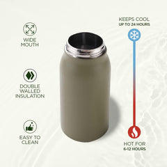 Heart Home Water Bottle | Vacuum Insulated Travel Bottle | Hot & Cold Water Bottle | Sipper Lid & Handle Water Bottle | 1000 ML | Pack of 3 | HH-22111D | HH-22111A | HH-22111B | Multi
