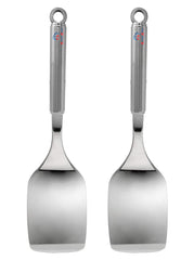 Heart Home Stainless Steel Turners/Spatulas/Cooking Turner/for Dosa, Roti, Omlette, ParatHas, PavBHaji-Pack of 2 (Silver), Standard