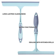 Kuber Industries Kitchen Wiper|Plastic Kitchen Slabs Wiper|Wiper for Cleaning Slabs with Detachable Handle|Ideal for Windows|Glass & Car Windshield|Pack of 3 (Multicolor)