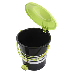 Kuber Industries Pedal Dustbin|Plastic Pedal Dustbin|Kitchen Waste Paper Bin|Dustbin For Bedroom|Green Lid 5 Liter Dustbin (Black)
