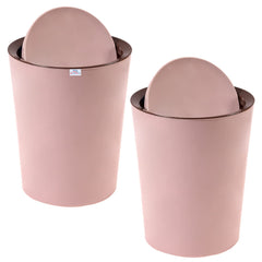 Heart Home Swinging Lid Dustbin|Plastic Garbage Waste Bin|Trash Can for Living Room|Kitchen|Office|6 Litre|Pack of 2 (Peach)