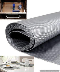Kuber Industries 3 Pieces Multipurpose Textured Super Strong Anti-Anti Skid Mats and Liners for Drawer, Refrigerator, Cupboard, Shelf,- Size 45X125cm (1.25 Meter Roll, Grey)