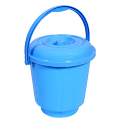 Kuber Industries Unbreakable Plastic Durable & Lightweight Strong Bathroom Bucket with Lid and Handle,13 LTR,Pack of 2 (Sky Blue)