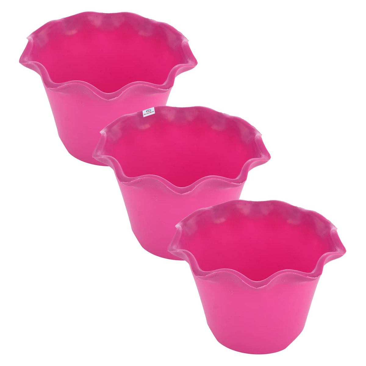Heart Home Blossom Flower Pot|Durable Plastic Flower Pots|Planters for Home Décor|Garden|Living Room|Balcony|Pack of 3 (Pink)