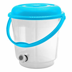 Heart Home Multipurposes Plastic Transparent Bucket With Lid & Tap System For Home Cleaning & Save Water, 18Ltr. (Blue) 52HH3893