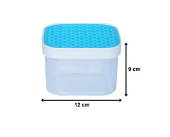 Kuber Industries Check Deisgn Lid Food Grade BPA Free Plastic Kitchen Container Set,1200ml, Set of 12 (White & Blue)