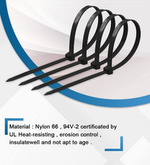 Kuber Industries 200 MM Self Locking Cable Ties|Heavy Duty Nylon Zip Ties|Wire With 49 Pounds Tensile Strength|Pack of 100 (Black)