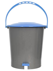 Kuber Industries Plastic Pedal Dustbin, Trashbin, Wastebin For Kitchen, Bathroom, Office Use With Handle, 10 Liter (Grey & Blue)-47KM0974