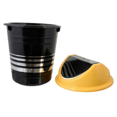 Kuber Industries Plastic Dustbin/Wastebin With Swing Lid, 10 Liter (Black & Yellow)-47KM0883