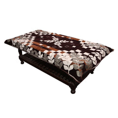 Kuber Industries Flower Design Velvet 4 Seater Centre Table Cover - Brown (CLOUDBED135)