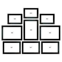 Kuber Industries Collage Photo Frame For Living Room, Wall Set of 9 (Black) Size: 4x6-3 Pc., 6x8-3 Pc.,5x7-3 Pc.