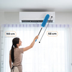 Kuber Industries Cleaning Duster for Ceiling Fan | Fan Cleaner Brush with Long Rod | Washable & Reusable | Dusting Brush for Home Cleaning | Microfiber Duster for Home Cleaning | 64cm Long (Blue)