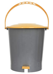 Kuber Industries Plastic Pedal Dustbin/Wastebin With Handle, 10 Liter- Pack of 2 (Grey & Yellow)-47KM0979